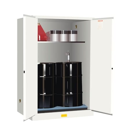 Justrite 60 gal, 1 Shelves, 18-Gauge Steel, 43 in W x 65 in H x 34 in D, white 899065
